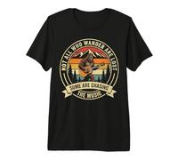 Bigfoot Playing Guitar Funny Not All Who Wander are Lost Premium T-Shirt