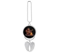 Bigfoot Playing Guitar Rock on Sasquatch Big Foot Car Rear View Mirror Charms Universal Vehicle Pendant Hanging Ornament for Interior Decor Silver-style