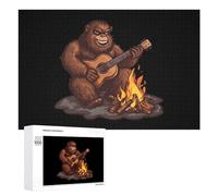 Bigfoot Playing Guitar Rock on Sasquatch Big Foot Jigsaw Puzzles for Adult Family Activities Games Home Decor Puzzle 1000 PCS