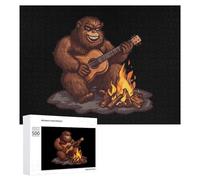 Bigfoot Playing Guitar Rock on Sasquatch Big Foot Jigsaw Puzzles for Adult Family Activities Games Home Decor Puzzle 500 PCS