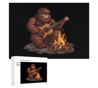 Bigfoot Playing Guitar Rock on Sasquatch Big Foot Jigsaw Puzzles for Adult Family Activities Games Home Decor Puzzle 300 PCS