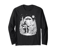 Bigfoot playing guitar Sasquatch UFO Extraterrestrial alien Long Sleeve T-Shirt