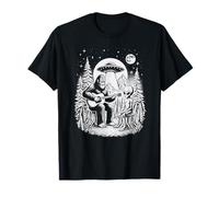Bigfoot playing guitar Sasquatch UFO Extraterrestrial alien T-Shirt