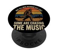 Bigfoot Playing Saxophone Funny Not All Who Wander Are Lost PopSockets Adhesive PopGrip