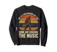 Bigfoot Playing Saxophone Funny Not All Who Wander Are Lost Sweatshirt