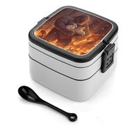 Bigfoot Rabbits Fire Cute Bento Box for Women Men Double Layer Leak Proof Lunch Boxes with Handle Food Container