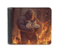 Bigfoot Rabbits Fire Trendy Trifold Wallet for Men Classic Lightweight Credit Card Leather Wallets