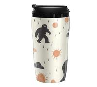 Bigfoot Rain Clouds Suns Coffee Cup Travel Mug with Leakproof Lid Double Wall Tumbler Water Bottle 250ml