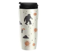 Bigfoot Rain Clouds Suns Coffee Cup Travel Mug with Leakproof Lid Double Wall Tumbler Water Bottle 350ml