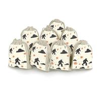 Bigfoot Rain Clouds Suns Reusable Drawstring Bags 8 Pcs Jewellery Favour Pouch Christmas Halloween Candy