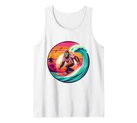 Bigfoot Retro Surfing Tropical Sasquatch Surfer hawaiian Tank Top