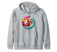 Bigfoot Retro Surfing Tropical Sasquatch Surfer hawaiian Zip Hoodie