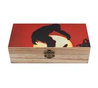 Bigfoot Riding A Skateboard Sunset Decorative Wooden Storage Box with Hinged Lid And Front Clasp Keepsakes Chest