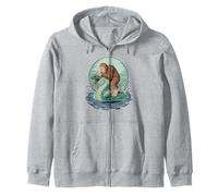 Bigfoot Riding Loch Ness Monster Introvert Nature Lovers Zip Hoodie