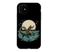 Bigfoot Riding Loch Ness Monster Moon Sasquatch Nessie Case for iPhone 11