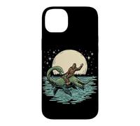 Bigfoot Riding Loch Ness Monster Moon Sasquatch Nessie Case for iPhone 14 Plus
