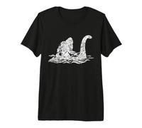 Bigfoot Riding on Nessie Lochness Distressed Yeti Monster Premium T-Shirt