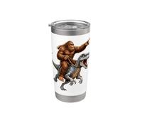 Bigfoot Riding Raptor Dinosaur Sasquatch Explorer Quest Stainless Steel Insulated Tumbler