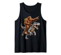 Bigfoot Riding Raptor Dinosaur Sasquatch Explorer Quest Tank Top