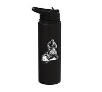 Bigfoot Riding Snowmobile Yeti Motor Sled Funny Stainless Steel Insulated Water Bottle