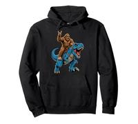 Bigfoot Riding T Rex Dinosaur Sasquatch Rock Hand Sign Pullover Hoodie