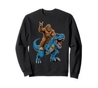Bigfoot Riding T Rex Dinosaur Sasquatch Rock Hand Sign Sweatshirt