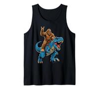 Bigfoot Riding T Rex Dinosaur Sasquatch Rock Hand Sign Tank Top