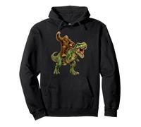Bigfoot Riding T Rex Sasquatch Prehistoric Chase Pullover Hoodie