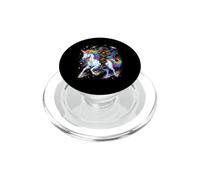 Bigfoot Riding Unicorn Cosmic Rainbow Fantasy PopSockets PopGrip for MagSafe