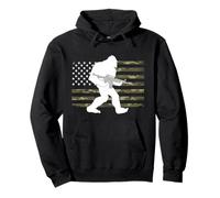 Bigfoot Rifle Owner Camo US American Flag Sasquatch AR15 Rifle Pullover Hoodie