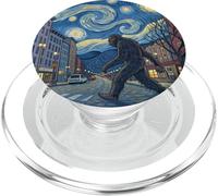 Bigfoot Roams Downtown in Starry Night Scene PopSockets PopGrip for MagSafe