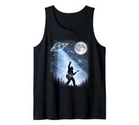 Bigfoot Rocking Guitar UFO Alien Abduction Retro Space Tank Top