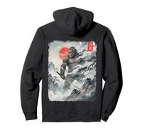 Bigfoot Samurai Giant Mountain Guardian Japanese Sumi-e Art Pullover Hoodie