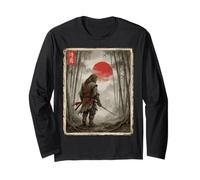 Bigfoot Samurai Warrior Japanese Ukiyo-e Style Sasquatch Long Sleeve T-Shirt