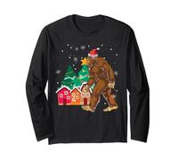 Bigfoot Santa Christmas Tree Lights Xmas Boys Men Sasquatch Long Sleeve T-Shirt