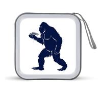 Bigfoot Sasquatch And Pizza CD Case 40 Capacity Plastic DVD Storage Box Sleeves Zippered Wallet