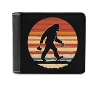 Bigfoot Sasquatch BBQ Barbecue Vintage Bifold Wallet PU Leather Pocket Wallet Slim Purse for Women Men Gifts