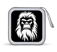 Bigfoot Sasquatch Face CD Case 40 Capacity Plastic DVD Storage Box Sleeves Zippered Wallet