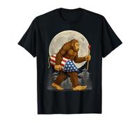 Bigfoot Sasquatch Fireworks 4th Of July American Flag US Men T-Shirt