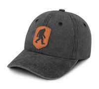 Bigfoot Sasquatch Gifts for Men Women - Unisex Bigfoot Hat Great Outdoor Cap for Wilderness Exploration Hunting Hiking, 01.black-leather, One size