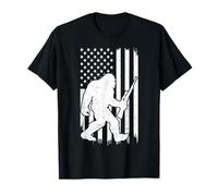 Bigfoot Sasquatch Hunter Go Buck Deer Hunting Flag USA T-Shirt