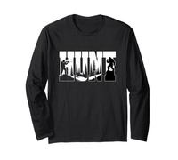 Bigfoot Sasquatch Hunter Silhouette Pine Forest Art Long Sleeve T-Shirt