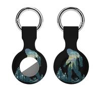 Bigfoot Sasquatch In The Forests Compatible for AirTag Holder with Keychain Silicone Protective Case Cover 1PCS