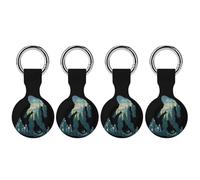 Bigfoot Sasquatch In The Forests Compatible for AirTag Holder with Keychain Silicone Protective Case Cover 4PCS