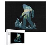 Bigfoot Sasquatch In The Forests Jigsaw Puzzles for Adults 500 PCS Wooden Puzzle Pictures Photo Wall Art Decor