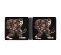 Bigfoot Sasquatch Lacrosse Funny Player Leather Wallets for Men Slim Bifold Wallet Credit Card Holder Front Pocket Wallets
