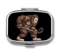 Bigfoot Sasquatch Lacrosse Funny Player Travel Pill Box Portable Pill Organizer Medical Box Pill Case Pill Container for Men Women