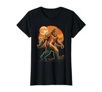 Bigfoot Sasquatch Moon Forest Cryptid Vintage Value Graphic T-Shirt, Women, Black, M