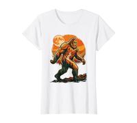 Bigfoot Sasquatch Moon Forest Cryptid Vintage Value Graphic T-Shirt, Women, White, M