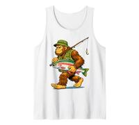 Bigfoot Sasquatch Rainbow Trout Fish Fishing Fisherman Tank Top
